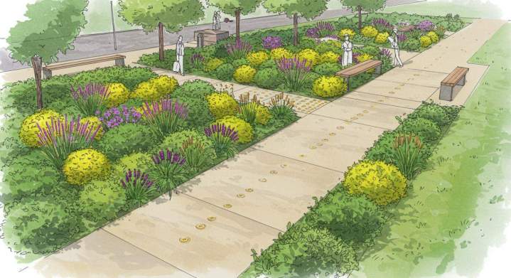 chemin d'accès adapté à un terrain